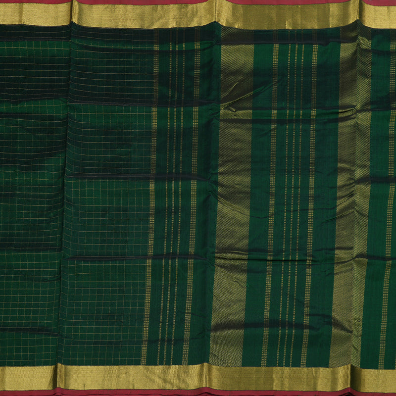 Hayagrivas Bottle Green Ten yards Silk Cotton Saree BBD784H5-1