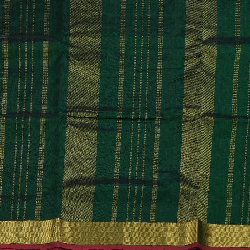 Hayagrivas Bottle Green Ten yards Silk Cotton Saree BBD784H5-1