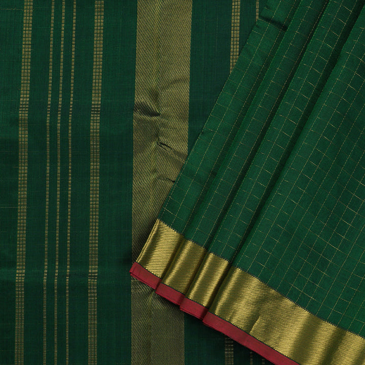 Hayagrivas Bottle Green Ten yards Silk Cotton Saree BBD784H5-1