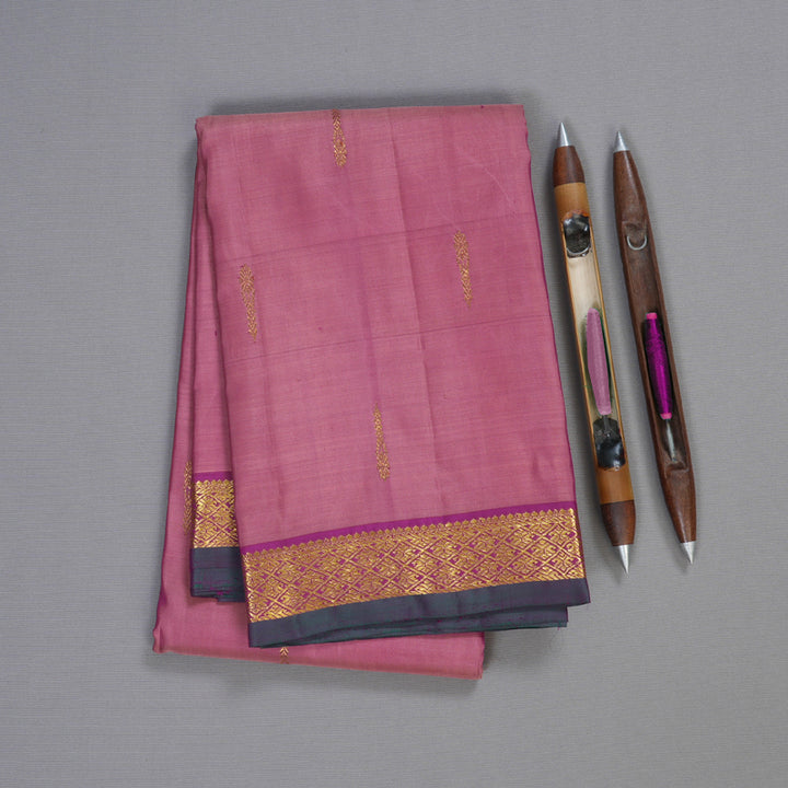 Hayagrivas Rose Pink Handloom Kanjivaram Silk Saree with Purple Border HBD3890I1-8