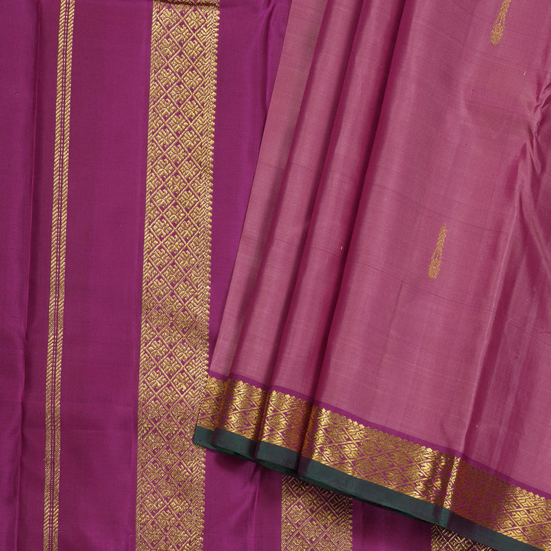 Hayagrivas Rose Pink Handloom Kanjivaram Silk Saree with Purple Border HBD3890I1-8