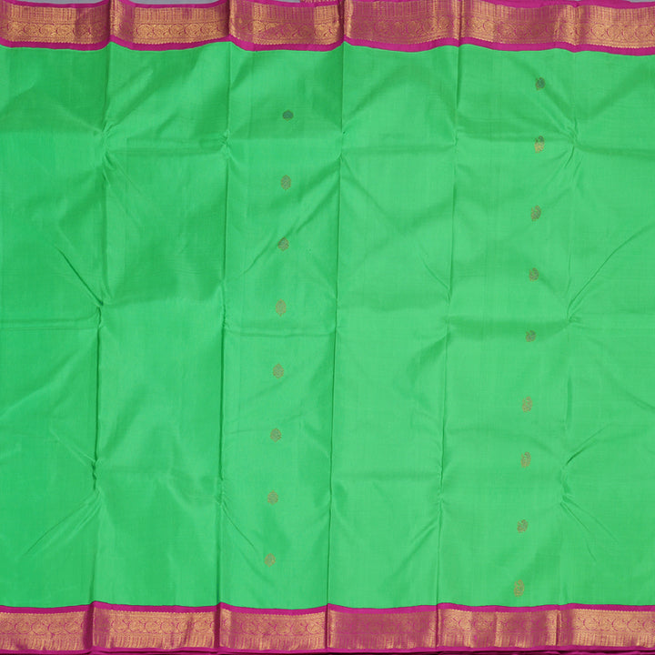 Hayagrivas Parrot Green Handloom Kanjivaram Silk Saree with Pink Border HBD4051K1-1