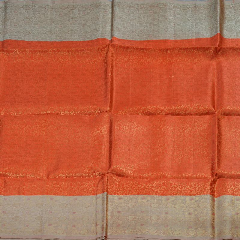 Hayagrivas Orange Handloom Kanjivaram Soft Silk Saree with Light Onion Pink Border HBD4086L1-4