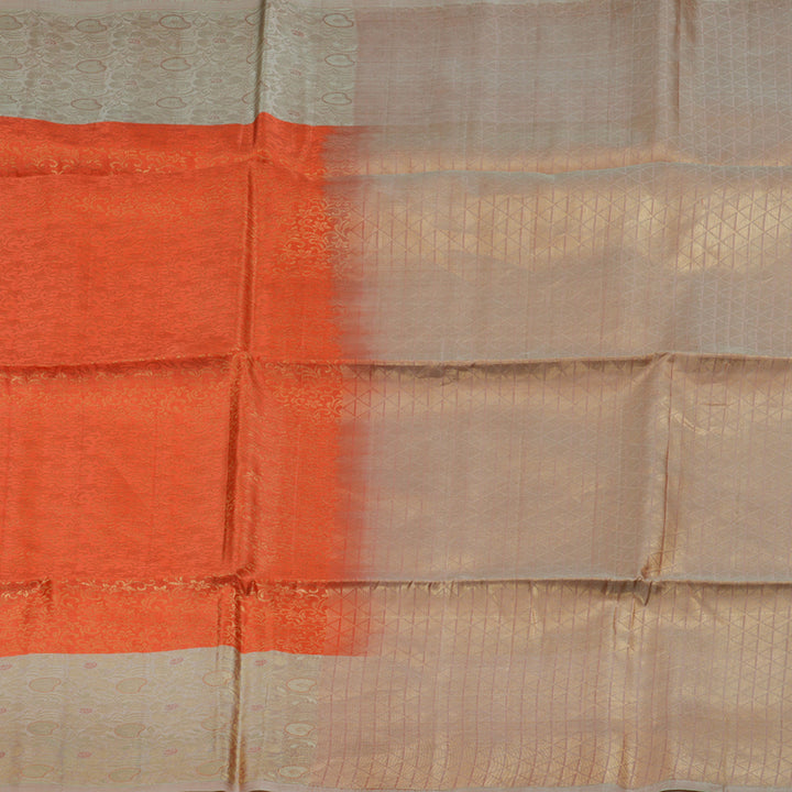 Hayagrivas Orange Handloom Kanjivaram Soft Silk Saree with Light Onion Pink Border HBD4086L1-4