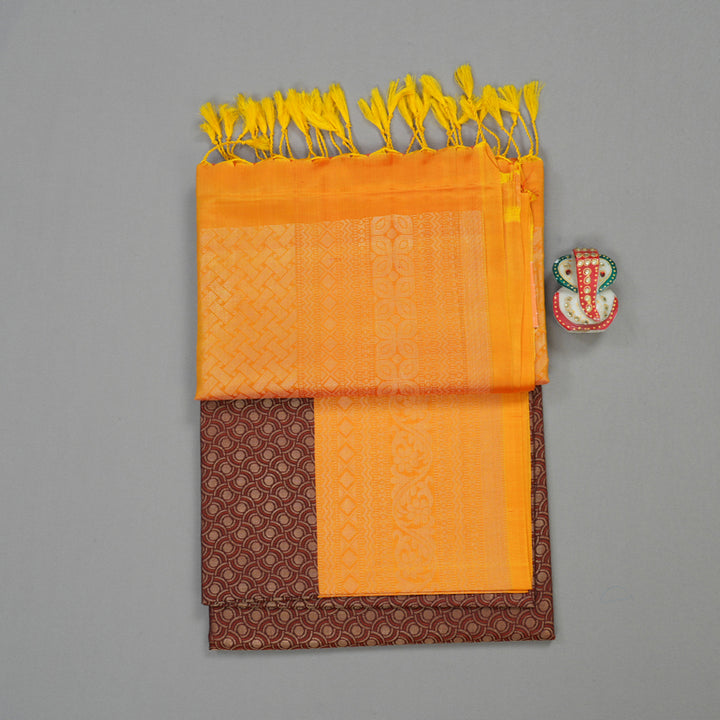 Hayagrivas Pure Soft Silk Saree in Brown with Yellow HBD4086L1-8