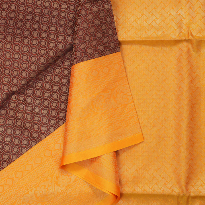 Hayagrivas Pure Soft Silk Saree in Brown with Yellow HBD4086L1-8