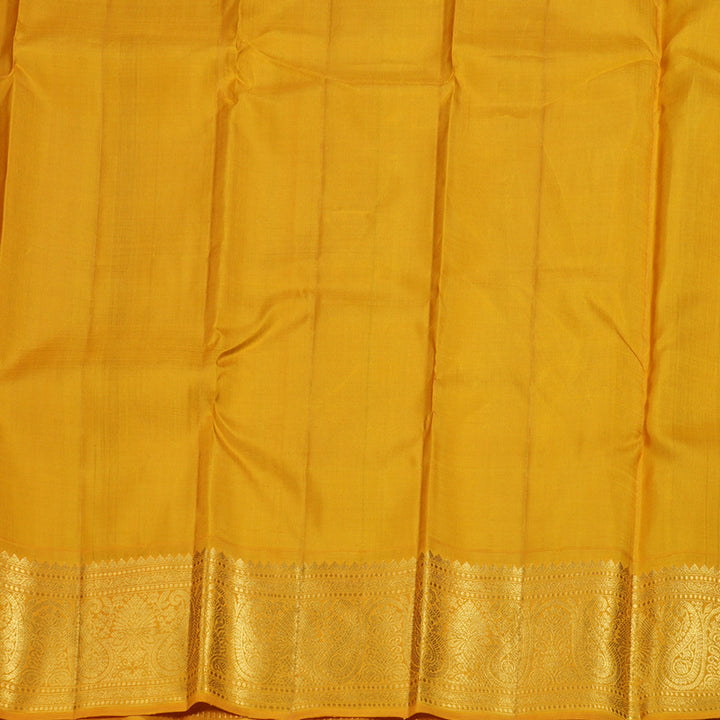 Hayagrivas Turquoise Green Handloom Kanjivaram Silk Saree with Mustard Border HBD4090L1-2