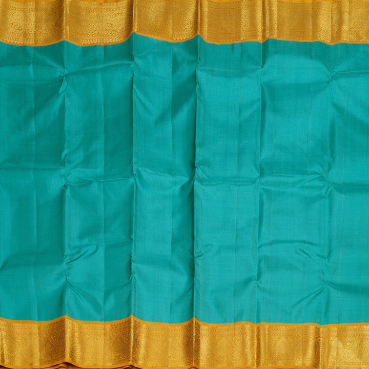 Hayagrivas Turquoise Green Handloom Kanjivaram Silk Saree with Mustard Border HBD4090L1-2