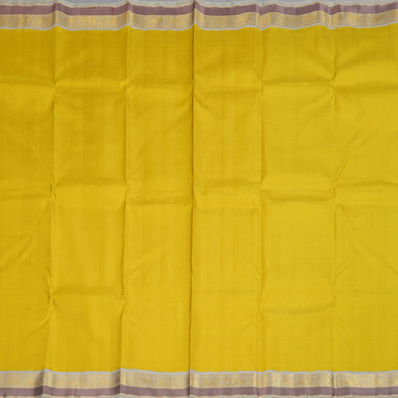 Hayagrivas Lemon Yellow Handloom Kanjivaram Silk Saree with Sandal Beige Border HBD4092L1-1