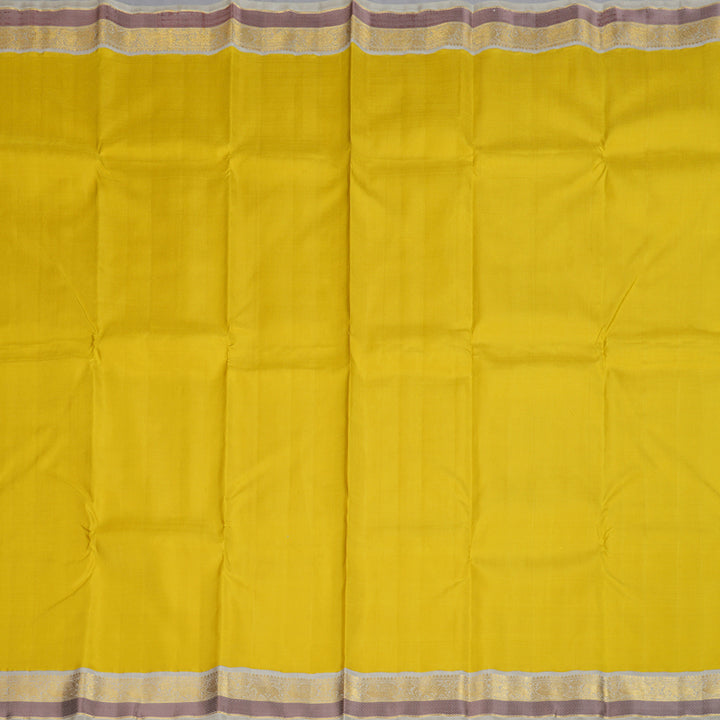 Hayagrivas Lemon Yellow Handloom Kanjivaram Silk Saree with Sandal Beige Border HBD4092L1-1