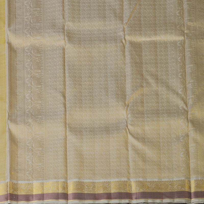 Hayagrivas Lemon Yellow Handloom Kanjivaram Silk Saree with Sandal Beige Border HBD4092L1-1