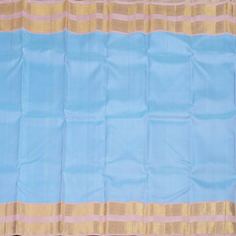 Hayagrivas Light Sky Blue Handloom Kanjivaram Silk Saree with Peach Pink Border HBD4120L1-1