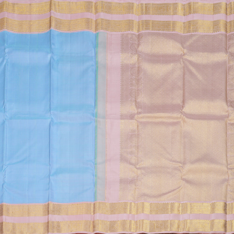 Hayagrivas Light Sky Blue Handloom Kanjivaram Silk Saree with Peach Pink Border HBD4120L1-1