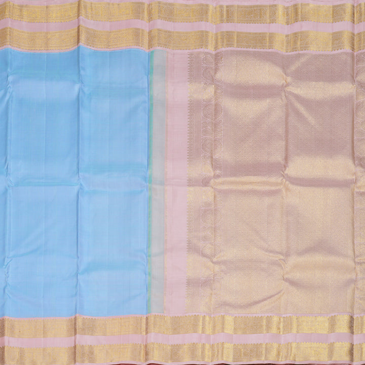 Hayagrivas Light Sky Blue Handloom Kanjivaram Silk Saree with Peach Pink Border HBD4120L1-1