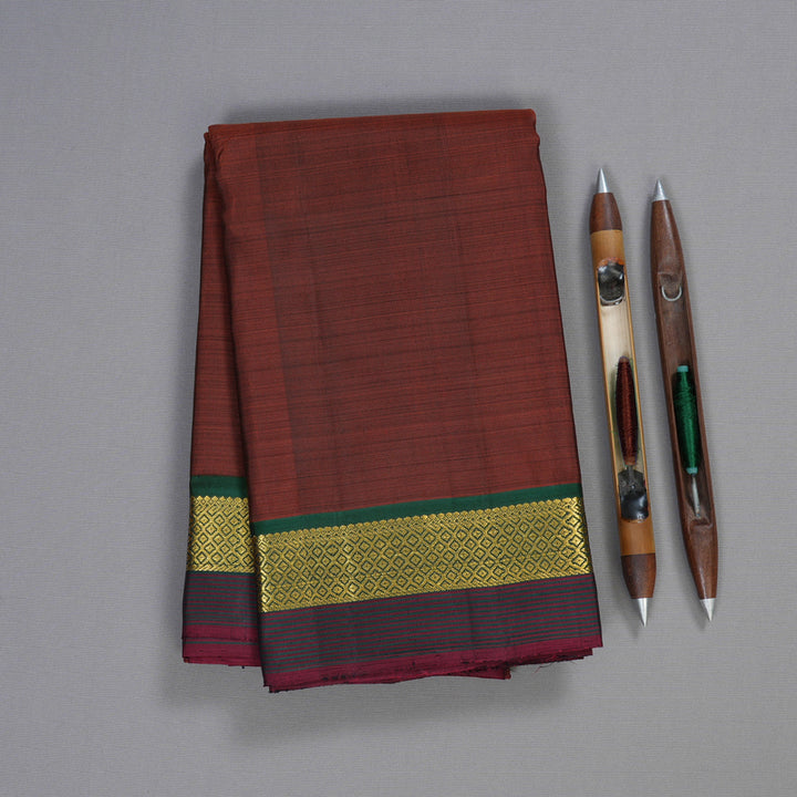 Hayagrivas Wine Maroon Handloom Kanjivaram Silk Saree with Bottle Green Border HBD4126L1-4