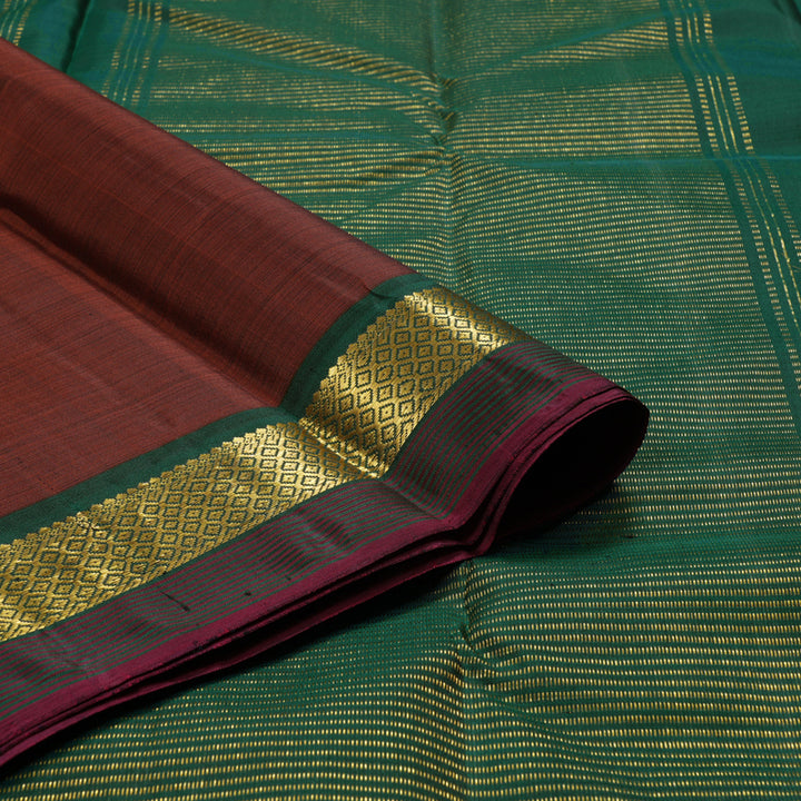 Hayagrivas Wine Maroon Handloom Kanjivaram Silk Saree with Bottle Green Border HBD4126L1-4