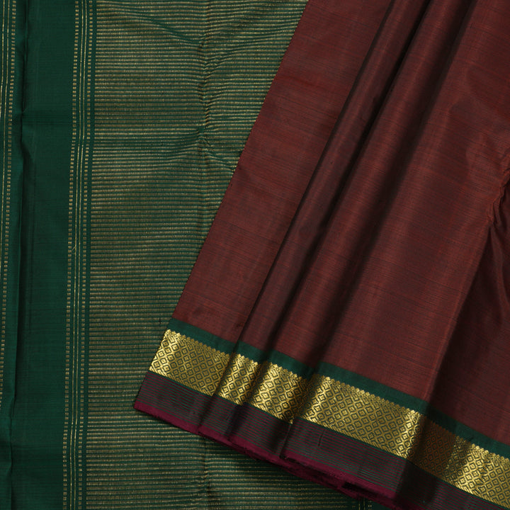 Hayagrivas Wine Maroon Handloom Kanjivaram Silk Saree with Bottle Green Border HBD4126L1-4