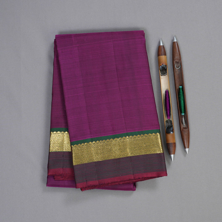 Hayagrivas Purple Handloom Kanjivaram Silk Saree with Bottle Green Border HBD4127L1-2