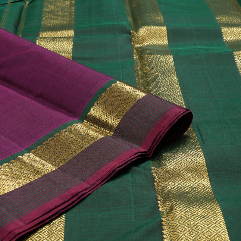 Hayagrivas Purple Handloom Kanjivaram Silk Saree with Bottle Green Border HBD4127L1-2