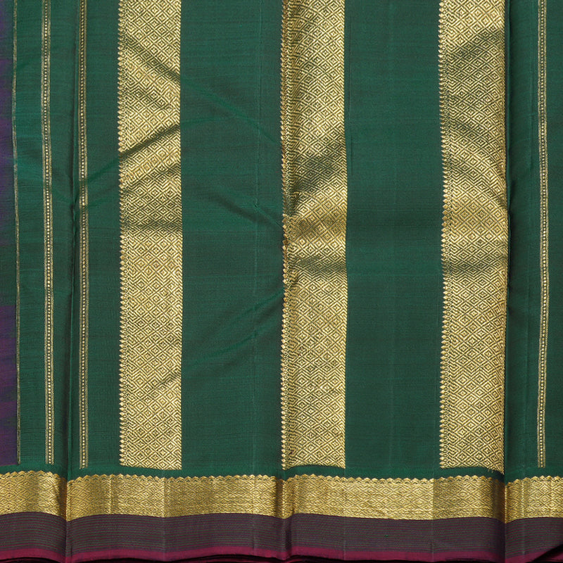 Hayagrivas Purple Handloom Kanjivaram Silk Saree with Bottle Green Border HBD4127L1-2