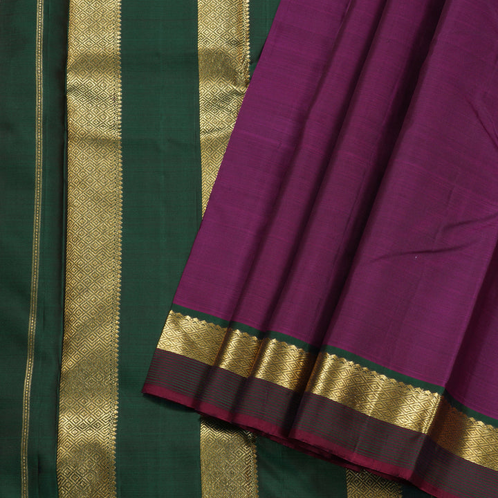 Hayagrivas Purple Handloom Kanjivaram Silk Saree with Bottle Green Border HBD4127L1-2