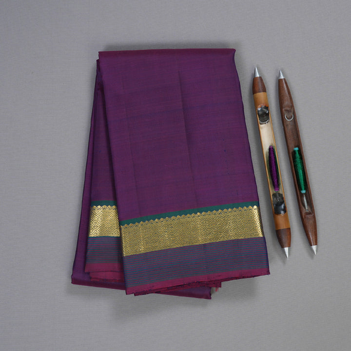 Hayagrivas Purple Handloom Kanjivaram Silk Saree with Peacock Green Border HBD4128L1-7