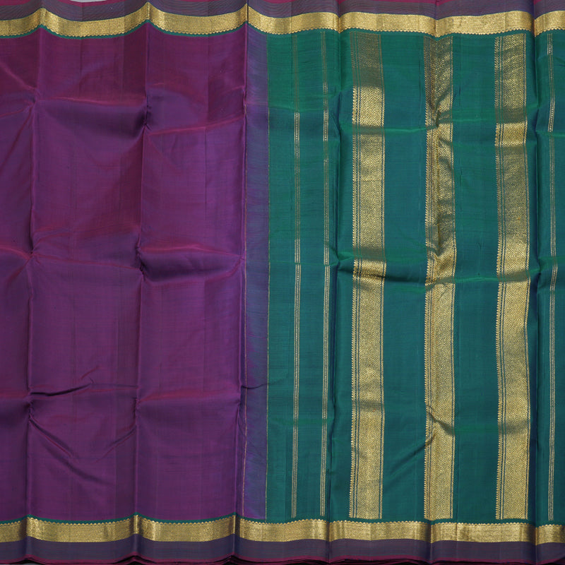 Hayagrivas Purple Handloom Kanjivaram Silk Saree with Peacock Green Border HBD4128L1-7