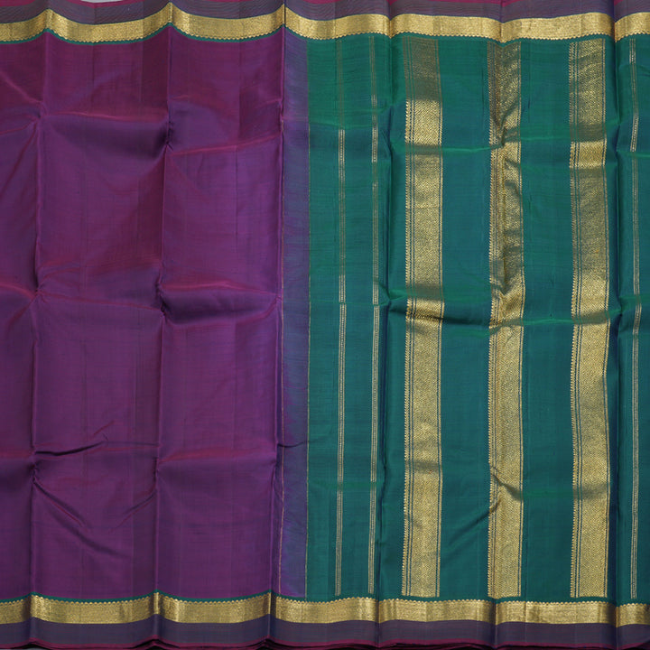 Hayagrivas Purple Handloom Kanjivaram Silk Saree with Peacock Green Border HBD4128L1-7