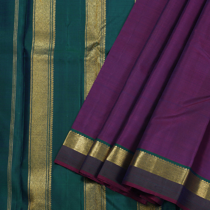 Hayagrivas Purple Handloom Kanjivaram Silk Saree with Peacock Green Border HBD4128L1-7