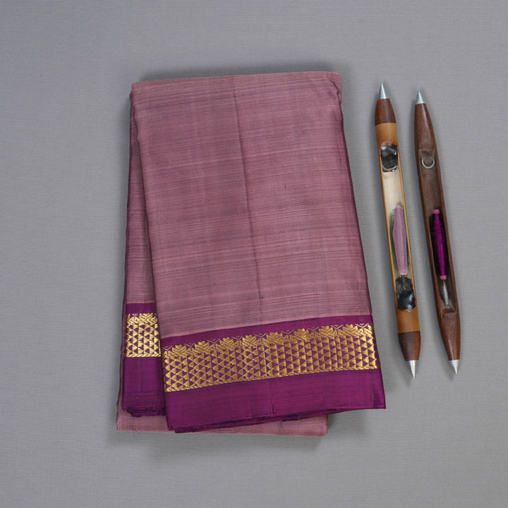 Hayagrivas Peach Pink Handloom Kanjivaram Silk Saree with Purple Border HBD4128L1-8