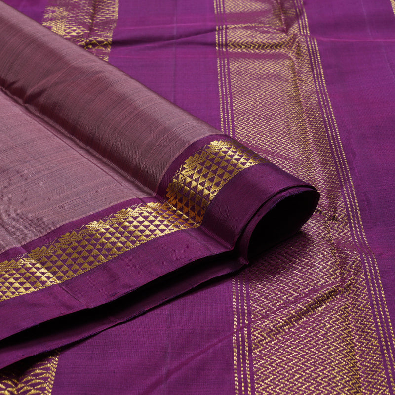 Hayagrivas Peach Pink Handloom Kanjivaram Silk Saree with Purple Border HBD4128L1-8