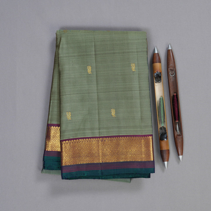 Hayagrivas Pastel Green Handloom Kanjivaram Silk Saree with Wine Purple Border HBD4129L1-10