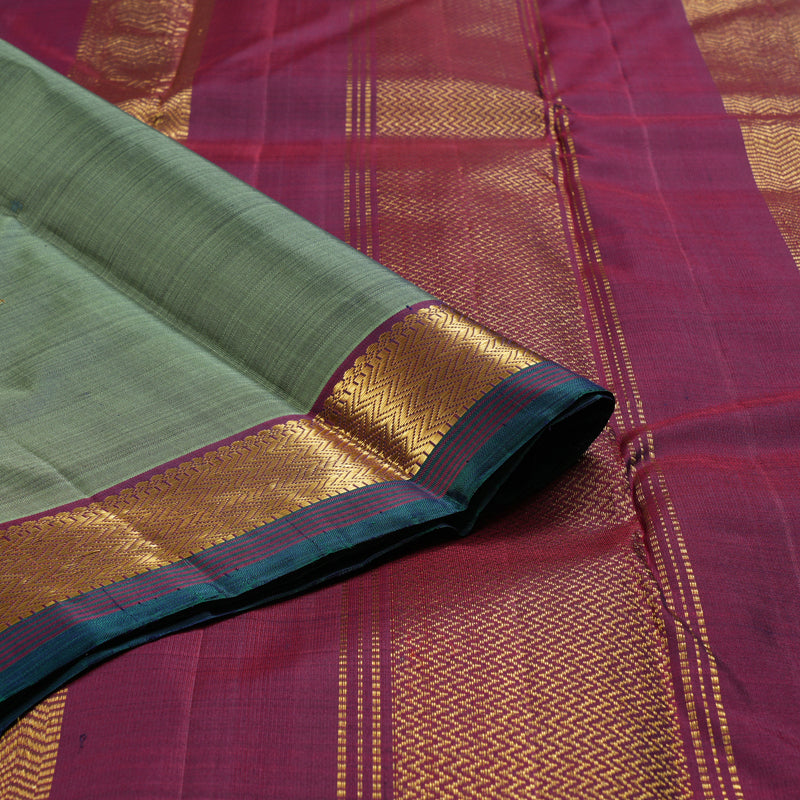 Hayagrivas Pastel Green Handloom Kanjivaram Silk Saree with Wine Purple Border HBD4129L1-10