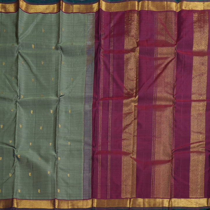 Hayagrivas Pastel Green Handloom Kanjivaram Silk Saree with Wine Purple Border HBD4129L1-10