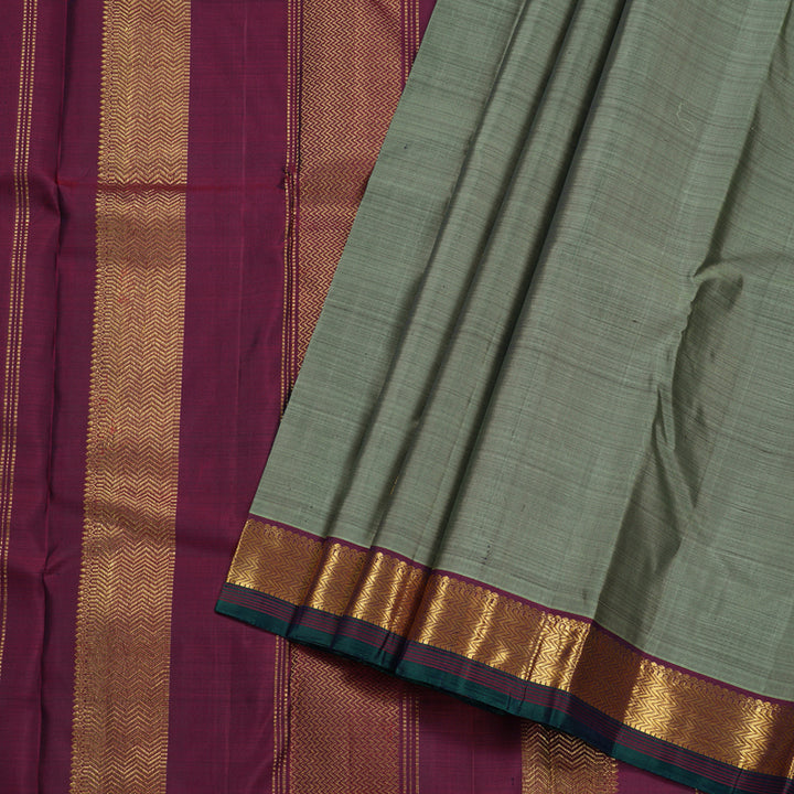 Hayagrivas Pastel Green Handloom Kanjivaram Silk Saree with Wine Purple Border HBD4129L1-10