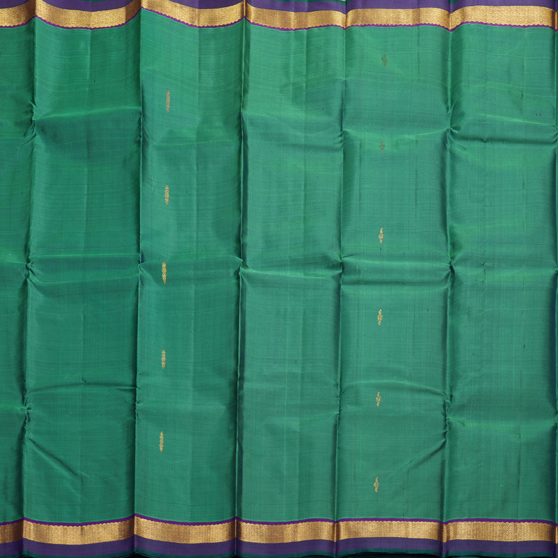 Hayagrivas Dual Tone (Green With Blue) Handloom Kanjivaram Silk Saree with Purple Border HBD4129L1-4