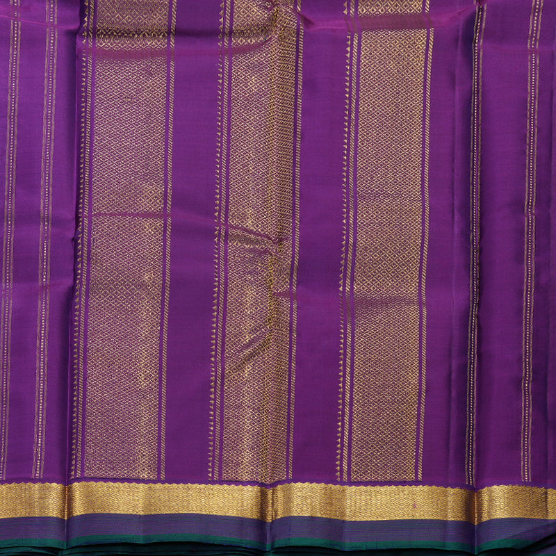 Hayagrivas Dual Tone (Green With Blue) Handloom Kanjivaram Silk Saree with Purple Border HBD4129L1-4