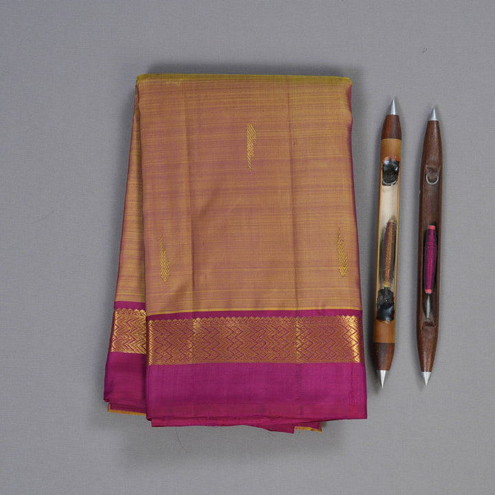 Hayagrivas Dual Tone (Yellow With Pink) Handloom Kanjivaram Silk Saree with Pink Border HBD4130L1-1