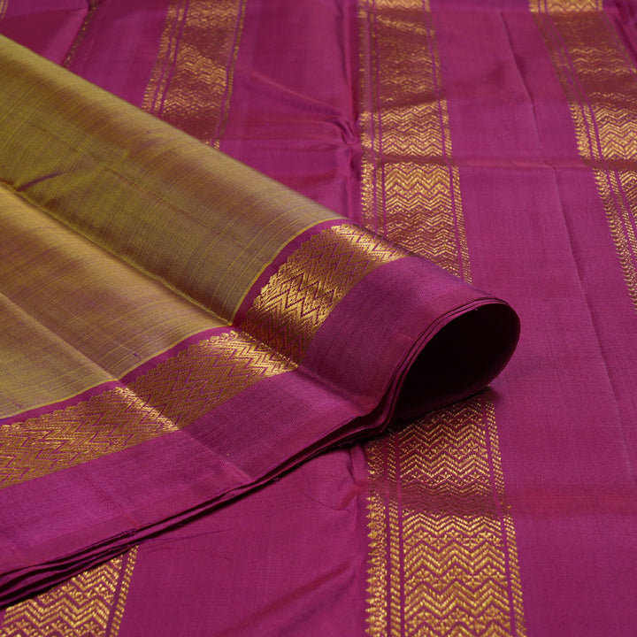 Hayagrivas Dual Tone (Yellow With Pink) Handloom Kanjivaram Silk Saree with Pink Border HBD4130L1-1