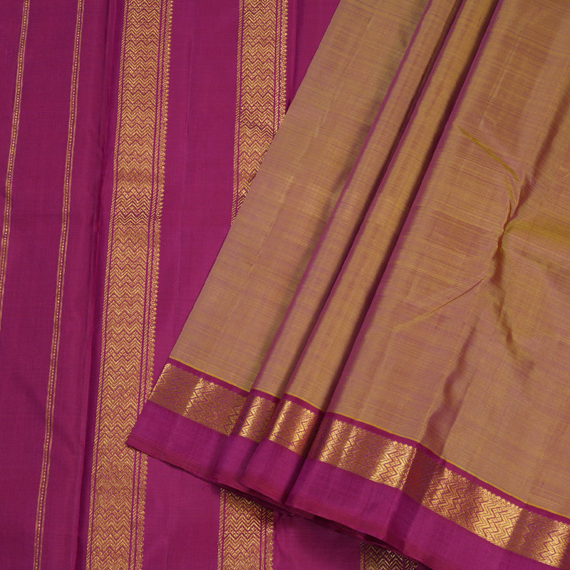 Hayagrivas Dual Tone (Yellow With Pink) Handloom Kanjivaram Silk Saree with Pink Border HBD4130L1-1