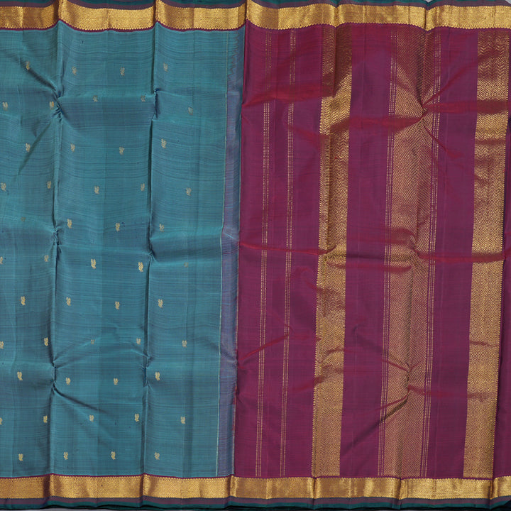 Hayagrivas Pastel Blue Handloom Kanjivaram Silk Saree with Wine Maroon Border HBD4130L1-12