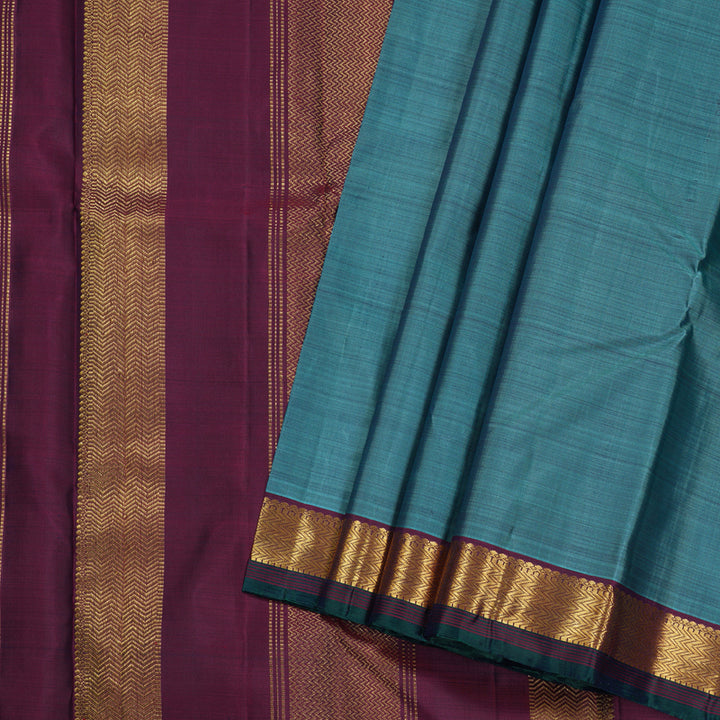 Hayagrivas Pastel Blue Handloom Kanjivaram Silk Saree with Wine Maroon Border HBD4130L1-12