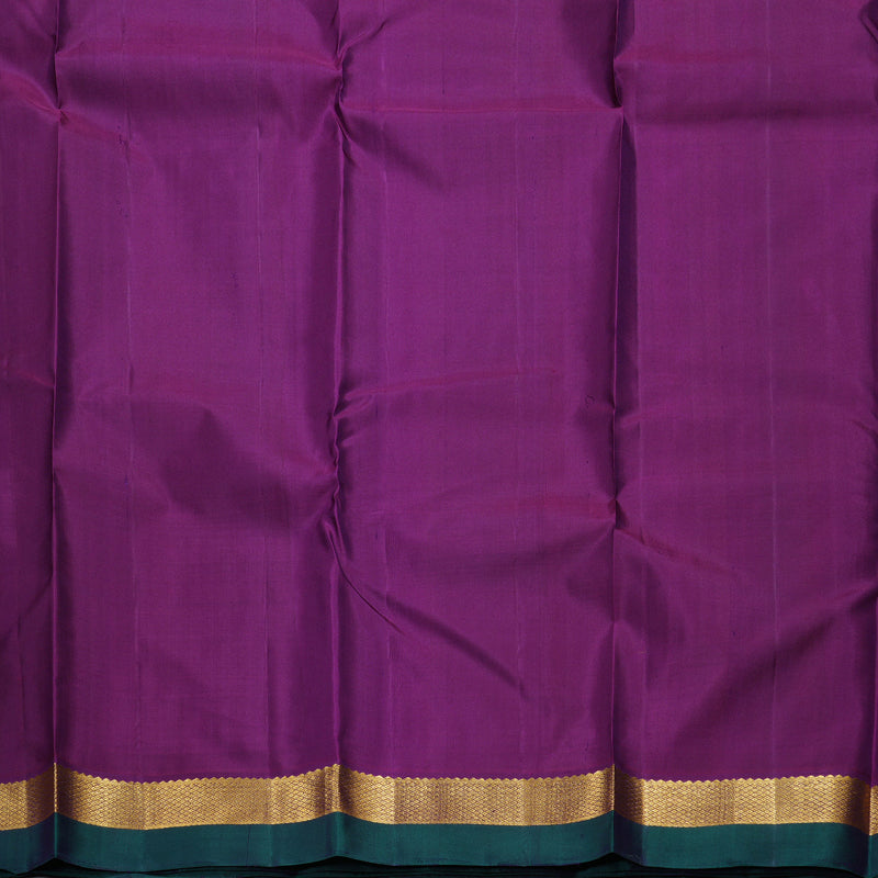 Hayagrivas Dual Tone (Olive Green With Blue) Handloom Kanjivaram Silk Saree with Purple Border HBD4130L1-2