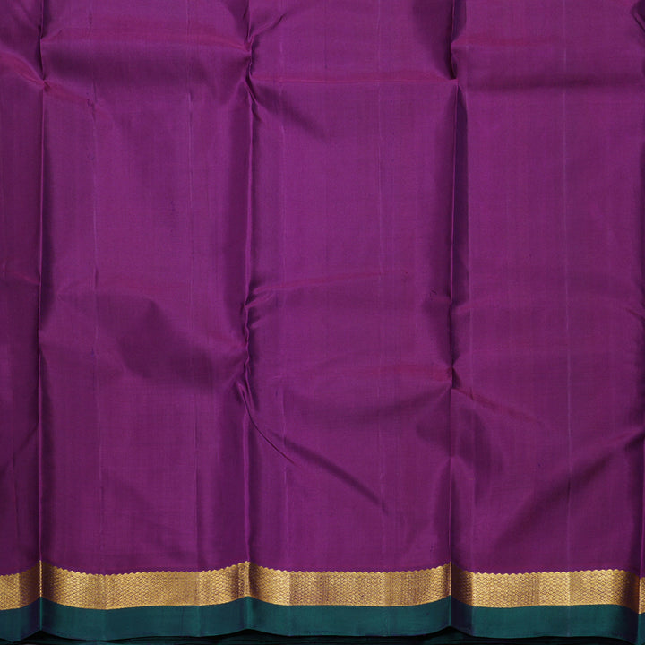 Hayagrivas Dual Tone (Olive Green With Blue) Handloom Kanjivaram Silk Saree with Purple Border HBD4130L1-2