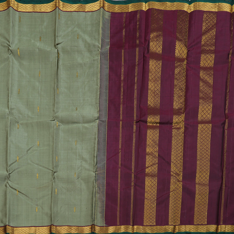 Hayagrivas Pastel Green Handloom Kanjivaram Silk Saree with Wine Maroon Border HBD4130L1-5