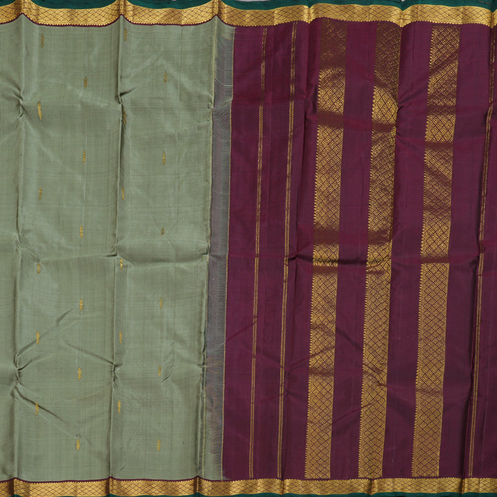 Hayagrivas Pastel Green Handloom Kanjivaram Silk Saree with Wine Maroon Border HBD4130L1-5