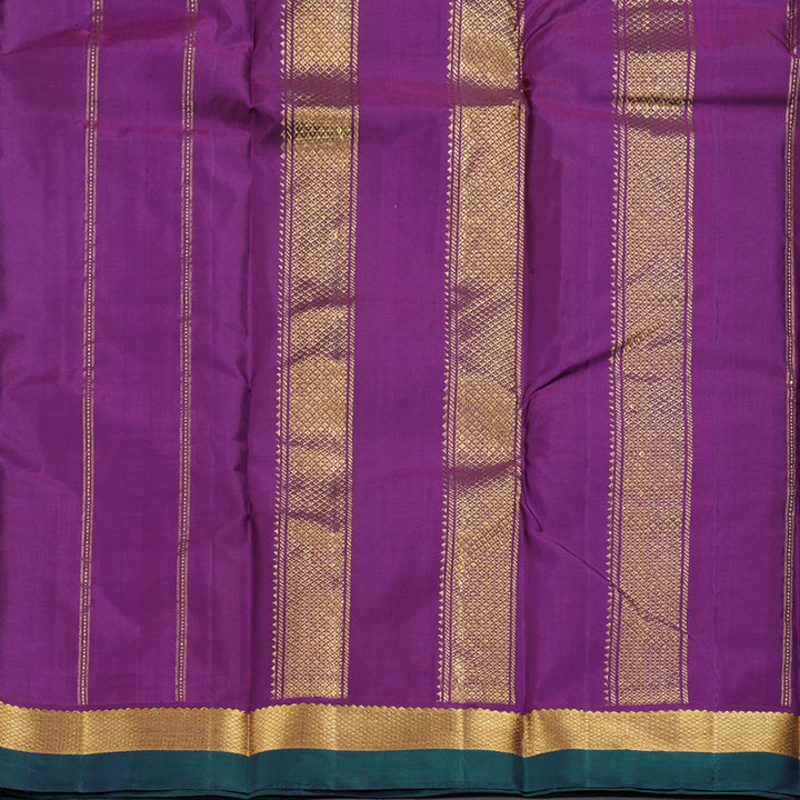 Hayagrivas Dual Tone (Mustard With Purple) Handloom Kanjivaram Silk Saree with Purple Border HBD4131L1-9