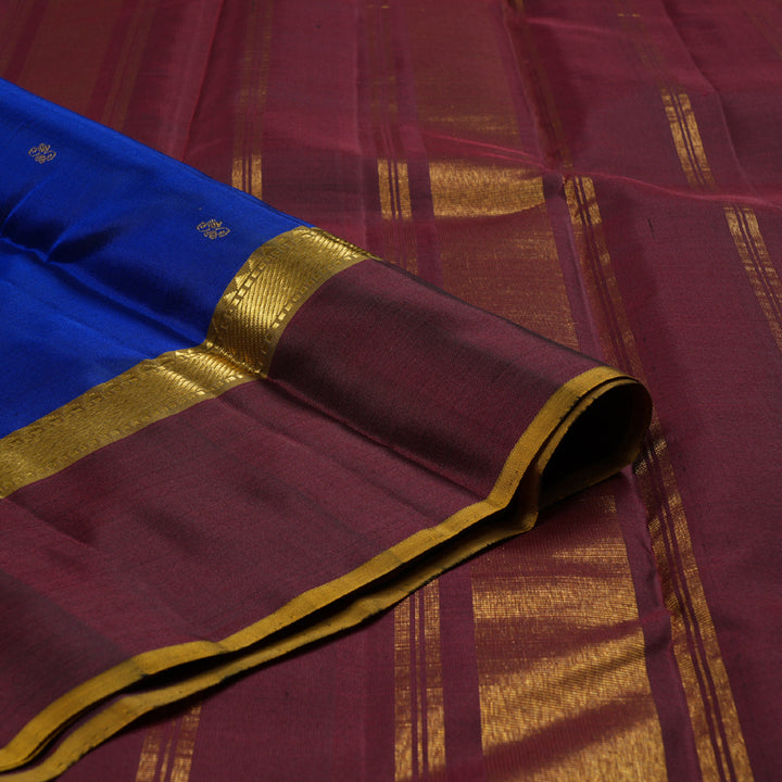 Hayagrivas Blue Handloom Kanjivaram Silk Saree with Wine Maroon Border HBD4132L2-1