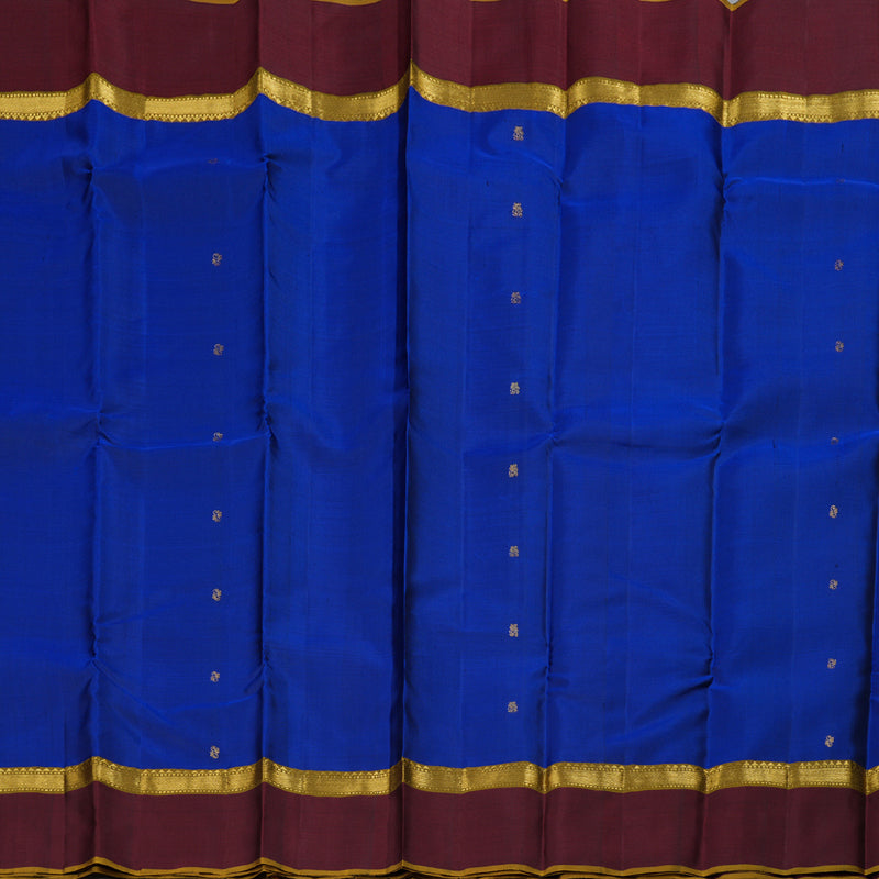 Hayagrivas Blue Handloom Kanjivaram Silk Saree with Wine Maroon Border HBD4132L2-1