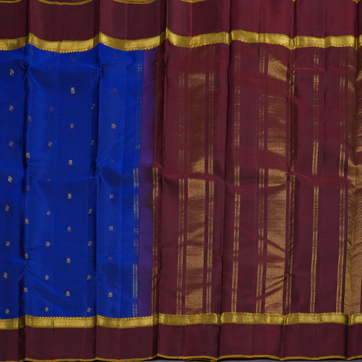 Hayagrivas Blue Handloom Kanjivaram Silk Saree with Wine Maroon Border HBD4132L2-1